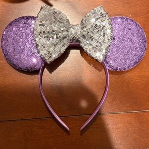 Purple and silver Sequin Minnie Mouse Ears Headband